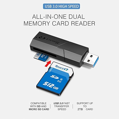 Miniatura 3 de SmartQ Lector de tarjetas portátil C307 USB 3.0 para SD, SDHC, SDXC, MicroSD, MicroSDHC, MicroSDXC, con diseño avanzado todo en uno