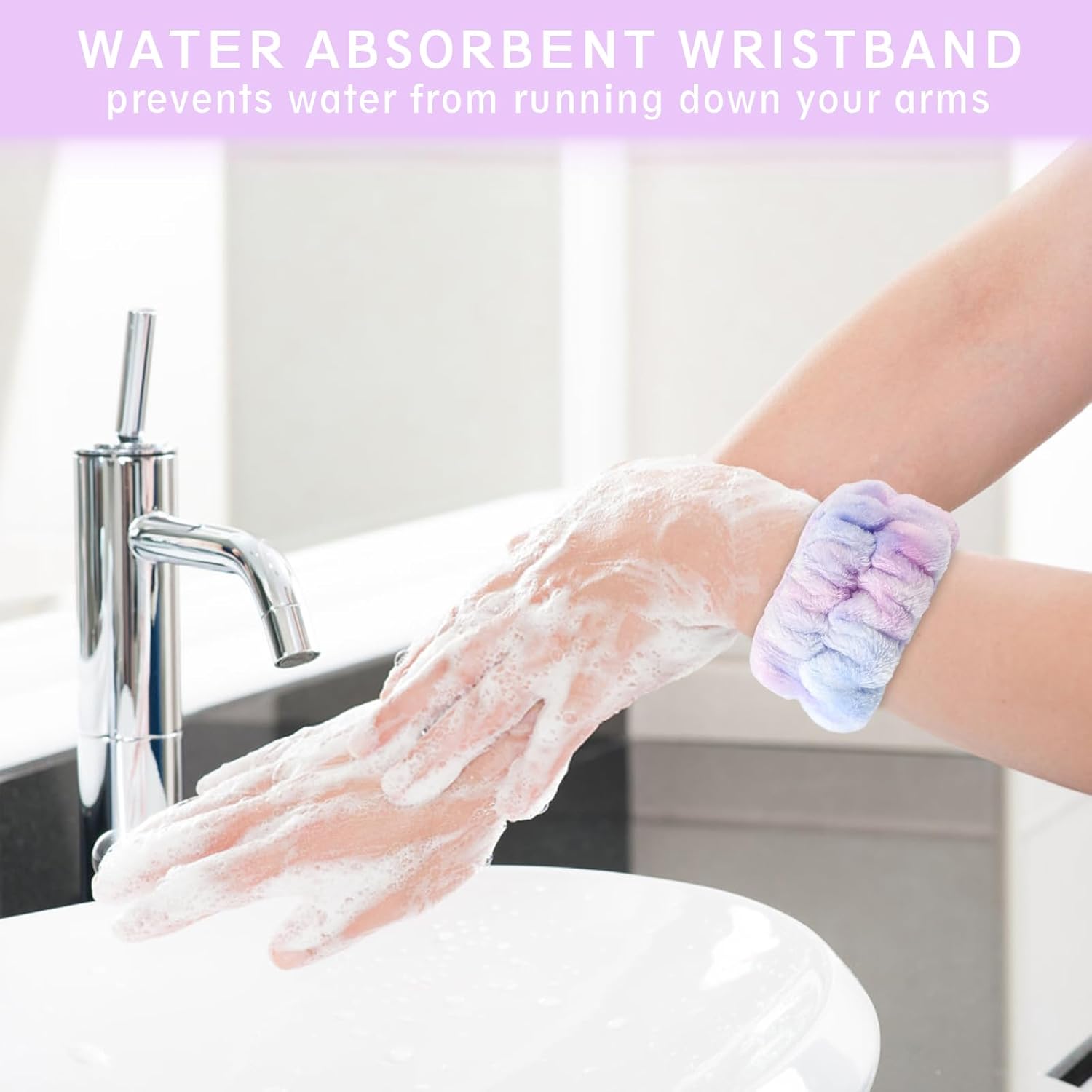 GoldenFleece スパヘッドバンドとリストバンドセット フェイスウォッシュ ヘッドバンド 女性用 メイクアップスキンケアヘッ