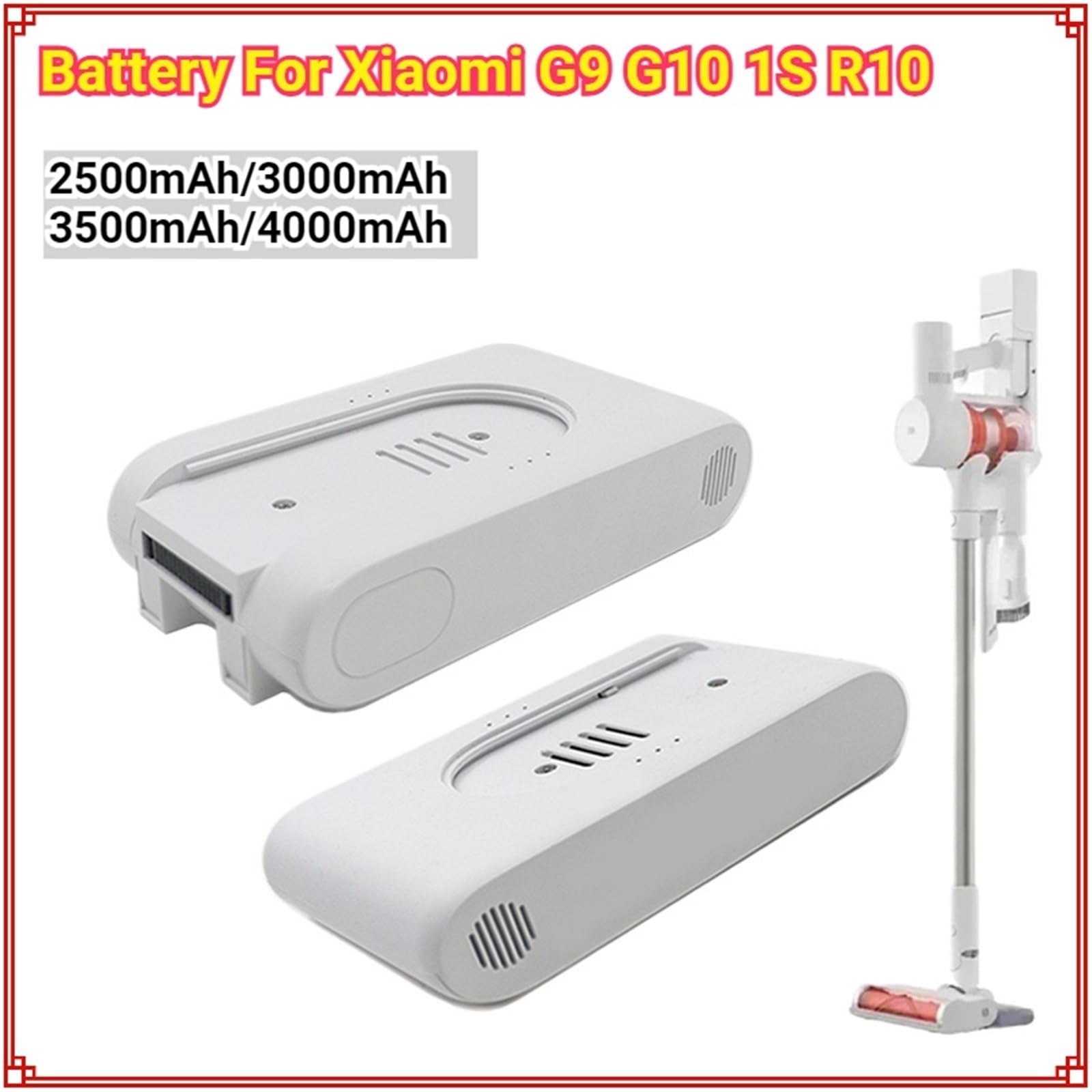 25.2V 2.5Ah/ 3.0Ah/3.5Ah/4.0Ah Batteria Ricaricabile agli Ioni di Litio Compatibile con Mijia G9 G10 R10 1S Aspirapolvere Cordless(3000mAh)