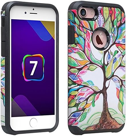 [GW USA] Compatible for iPhone 8 Case, iPhone 7 Case [Shock Absorption] Hybrid Dual Layer Armor Defender Protective Case Cover for iPhone 8 / iPhone 7, Colorful Tree