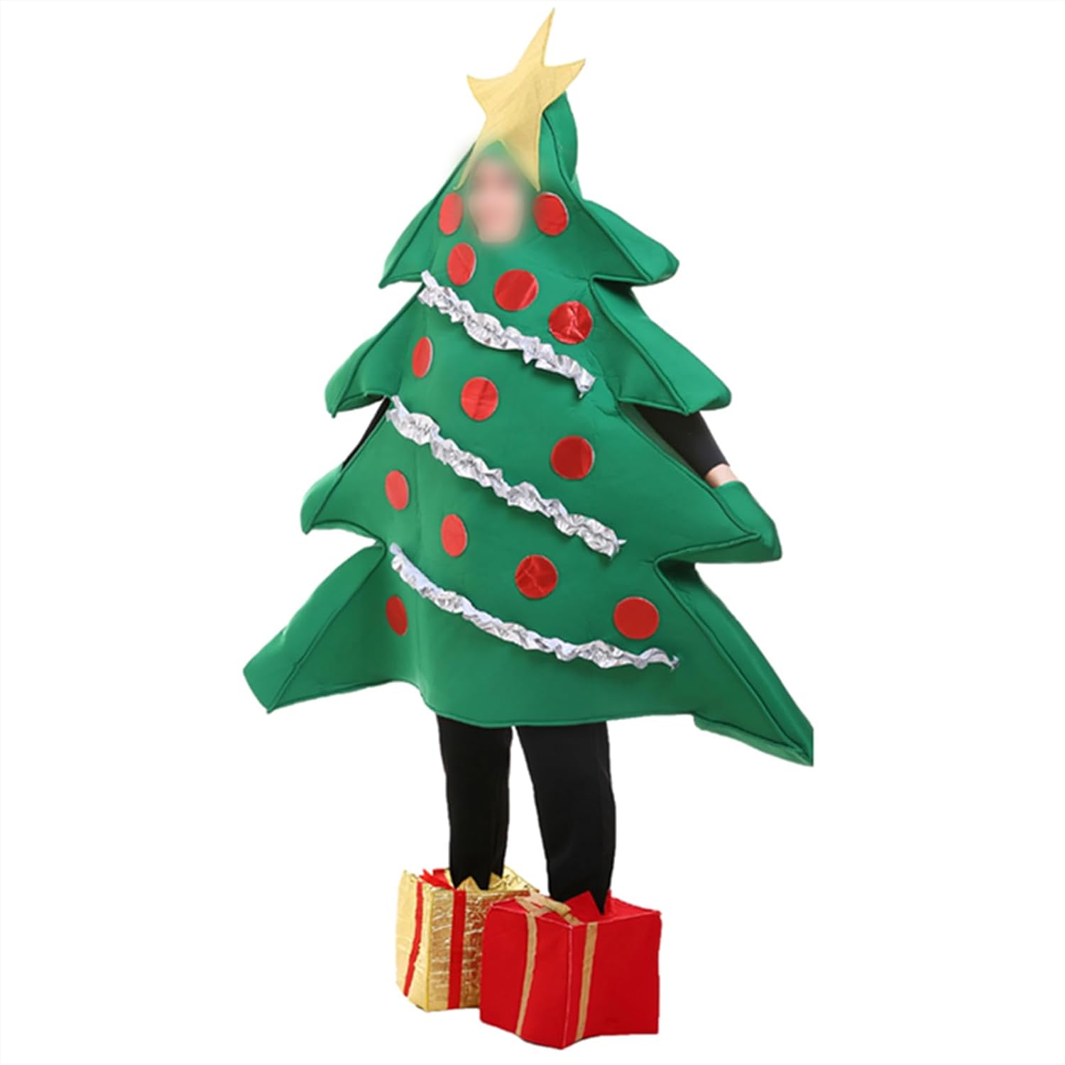Adult Christmas Tree Costume Funny Xmas Tree Shaped Outfits with Shoe Covers Christmas Theme Party Cosplay Costume - Image 2