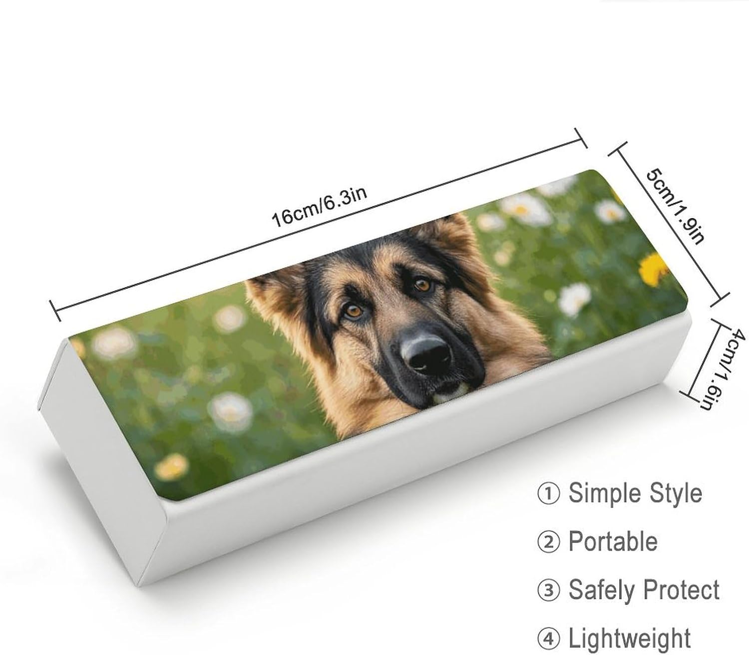 Cute Pet German Shepherd Dog Glasses Case Hard Shell Magnetic PU Leather Eyeglasses Case Stylish Sunglasses Cases for Women Men image 2