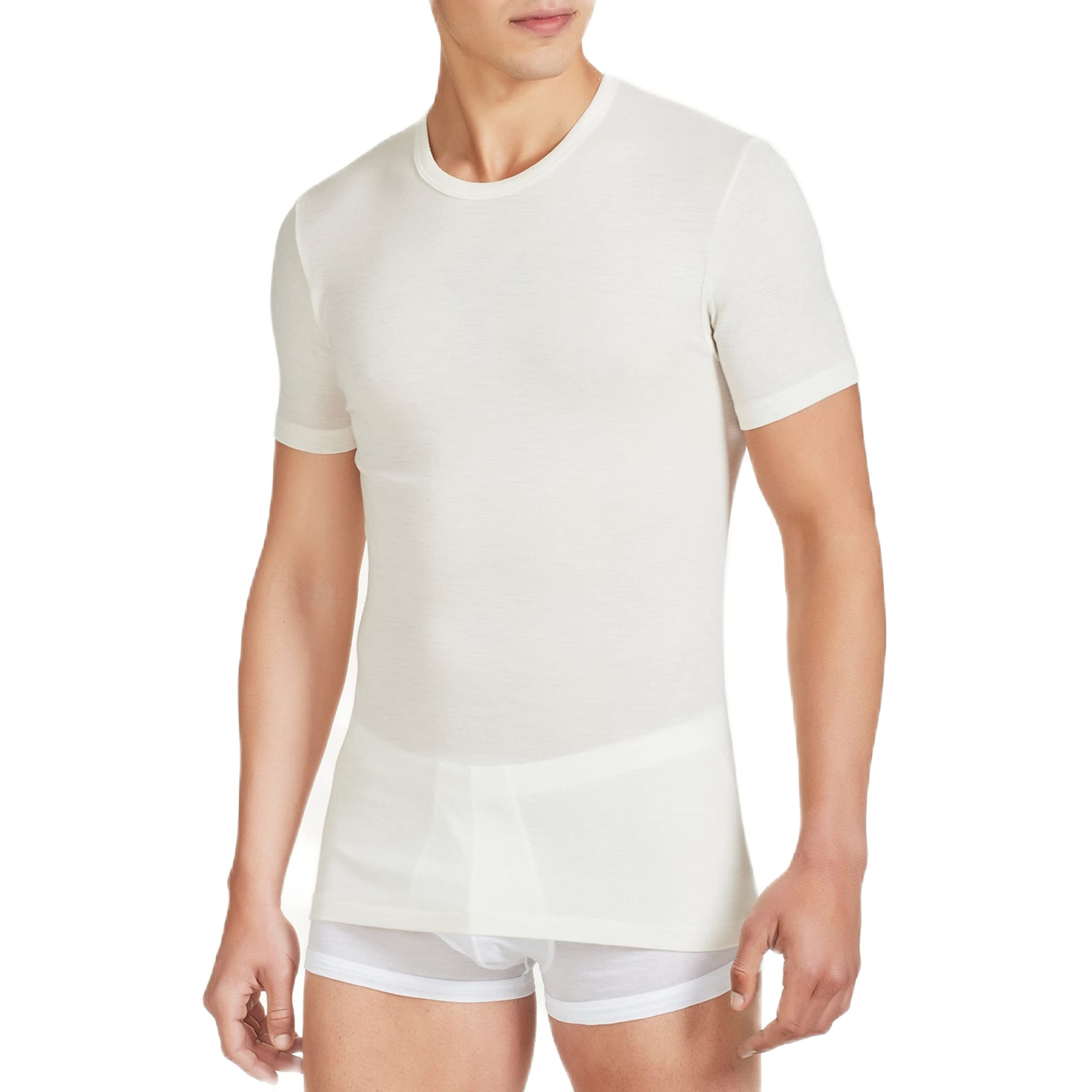 Maglia (3 Pezzi) Intima Mezza Manica Girocollo 100% Lana e Cotone