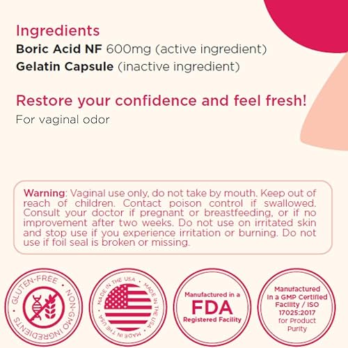 Miniatura 10 de BoriCap - Supositorios de ácido bórico para mujeres - 600 mg - Salud vaginal, equilibrio de pH, picazón y olor - Natural - Cuidado femenino - por