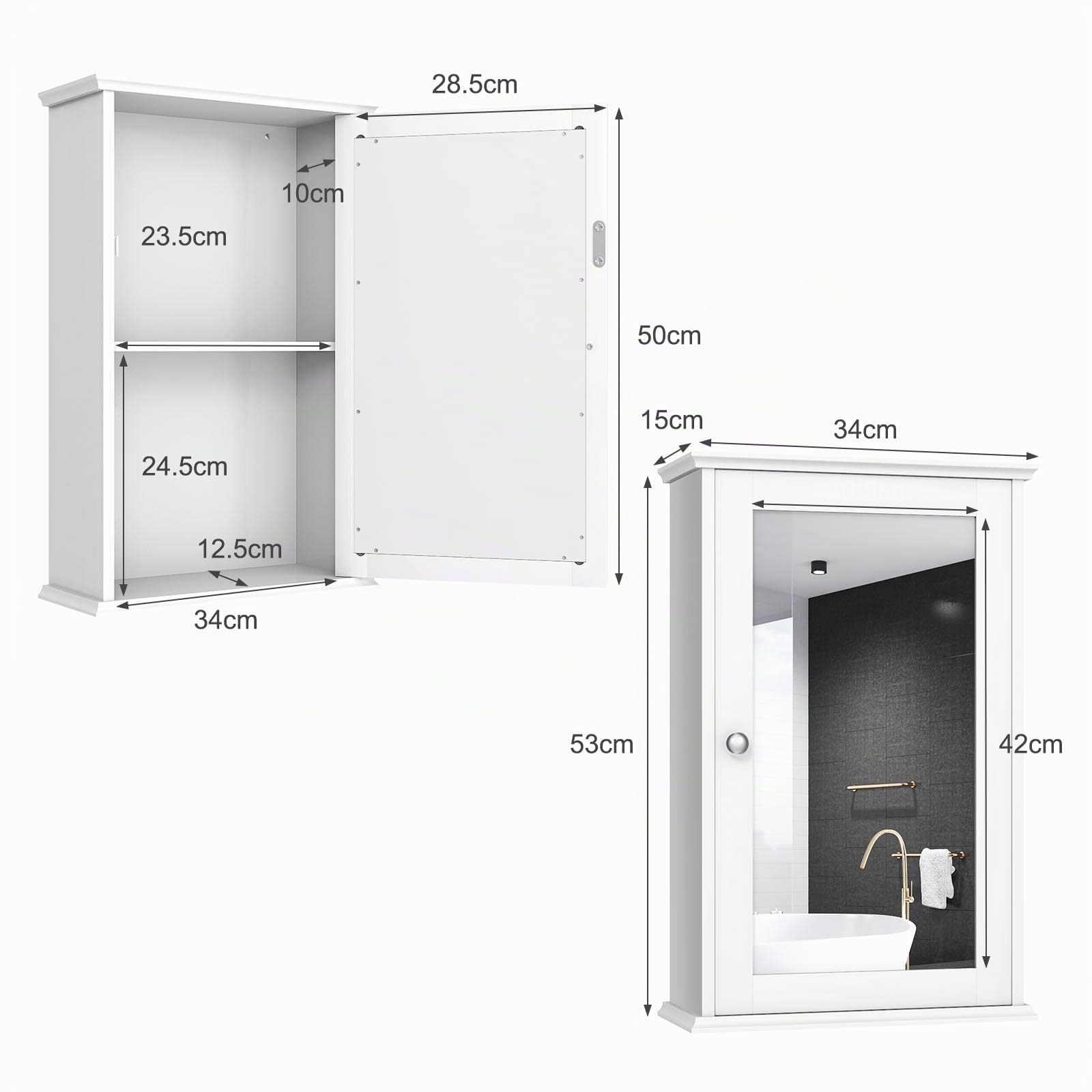 LIFEZEAL Armario de baño con Espejo de 2 Niveles (Blanco)