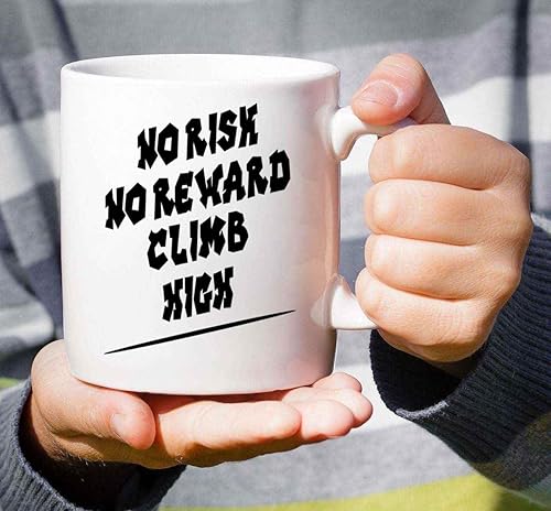 Miniatura 6 de Ideal Mountain Climbing Adventurers Gift for Men & Women - No Risk No Reward Quote - 11 Oz White Ceramic Coffee Mug