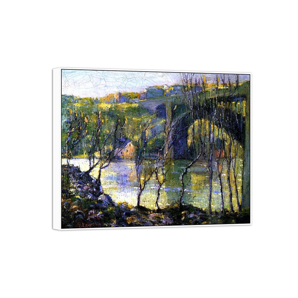 SDYSKKUG Famous Wall Art. Canvas Prints. Bridge River.72x60cm White Frame