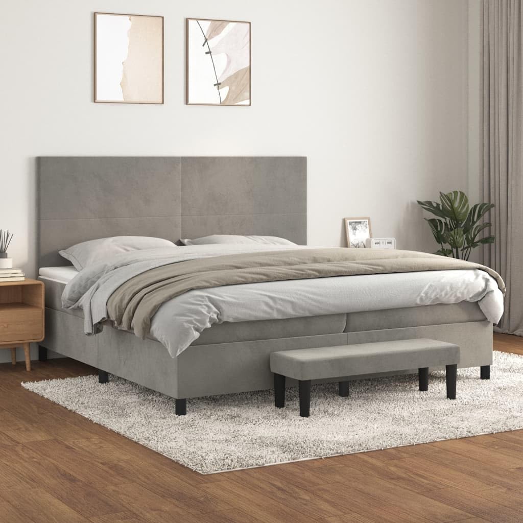 Velluto Morbido Grigio Chiaro con Contenitore Altezza Regolabile 200x200cm