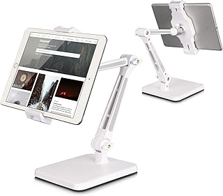 Tablet Stand and Holder Adjustable, Ipad Stand for Desk, Foldable iPad Holder Stand 360° Swivel Angle Rotation for iPad Ai...