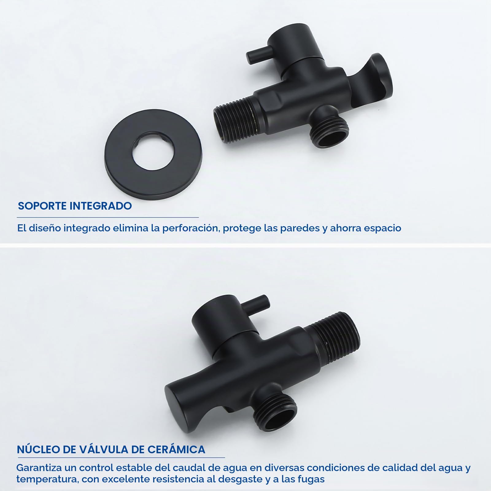 Negro Kit de Rociador de Mano para Inodoro, Agua Fría Rociador de Bidé de Mano en Pared Latón Pulverizador de Bidé de Mano con 1.5M Manguera y Soporte, para Higienico Personal, Duchas, Inodoro