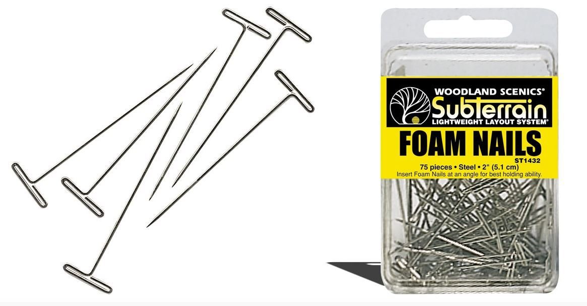 Woodland Scenics ST1432 Track-Bed Foam Nails x75