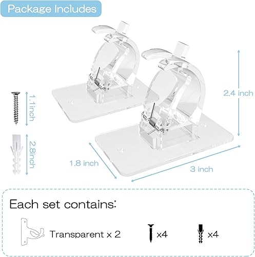 Miniatura 4 de CIEMGNZOC 2 soportes para barra de cortina sin taladro, barras de cortina autoadhesivas, sin taladrar, soportes ajustables sin clavos, ganchos de