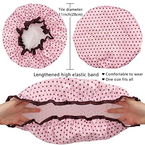 image for TCOTBE 4 Pieces Shower Cap for Women, Elastic and Reusable, Environmen
