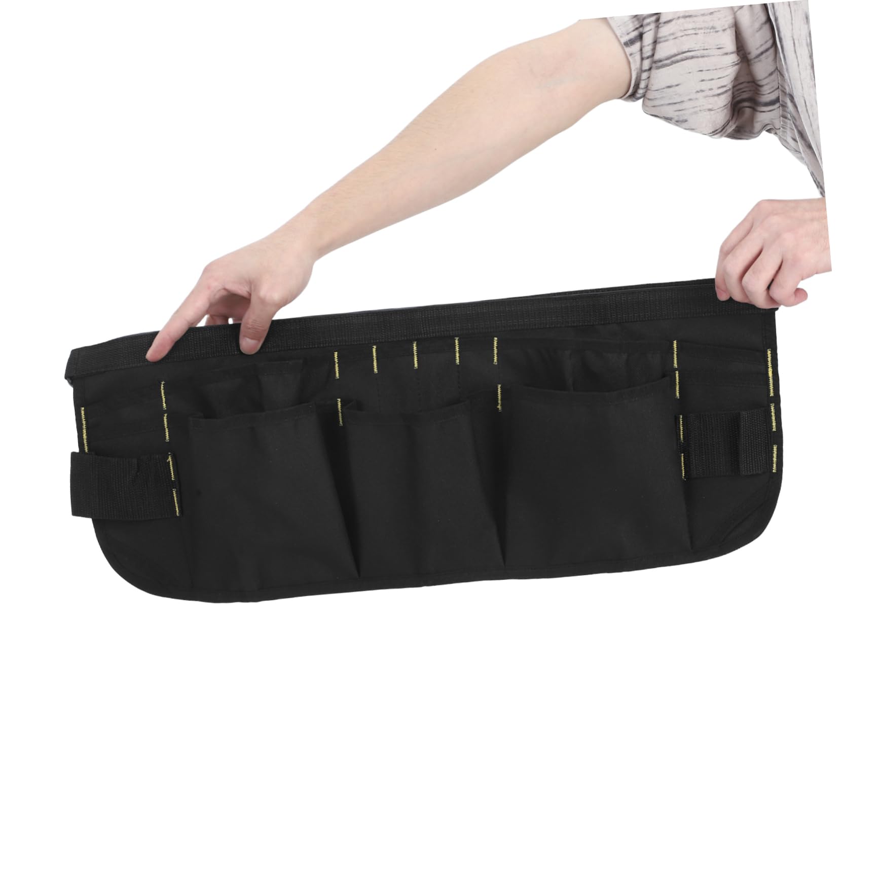 Grembiule da Carpentiere a Mezza Lunghezza in Canvas Nero con Tasche