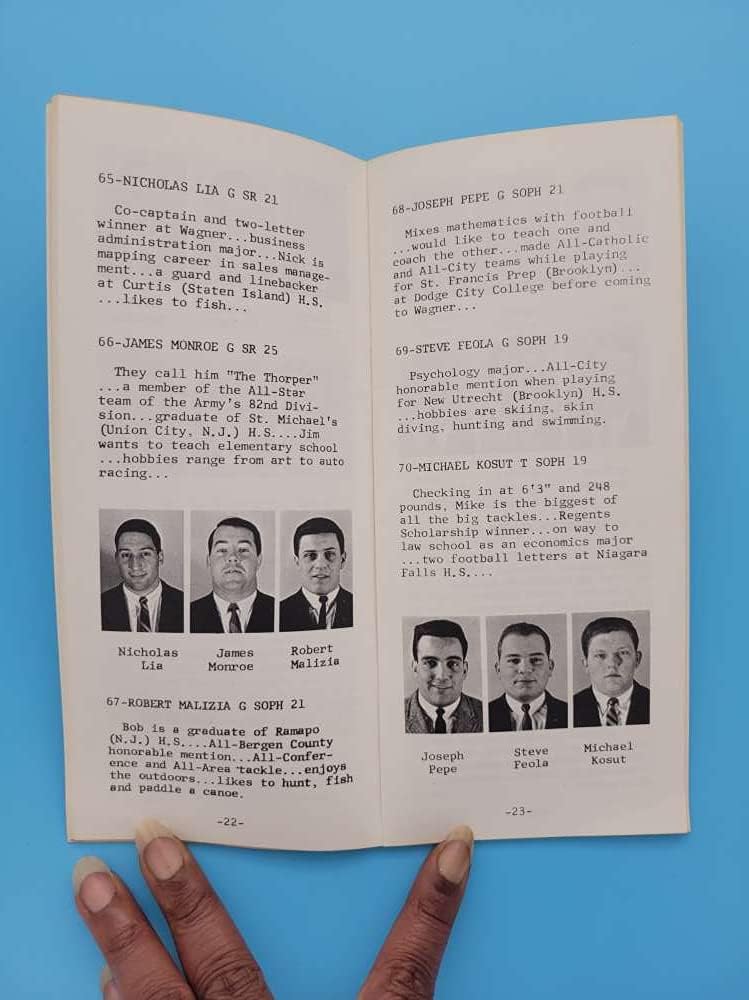 Wagner College NCAA College Football Media Guide 1965 NR MINT