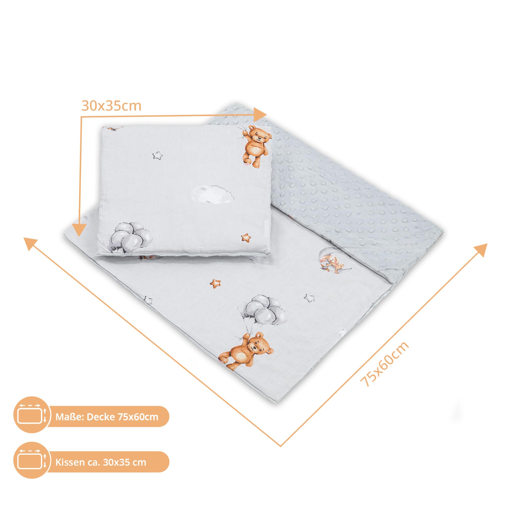 Baby blanket cuddle blanket Winter plush fabric 75x60 cm + pillow 35x30 cm - Image 3