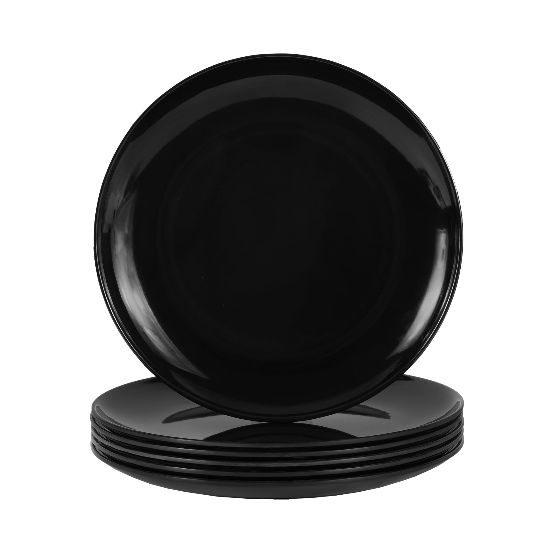 Melamin-Speiseteller, 27,9 cm, 6 Stück, runde Servierschalen (schwarz)