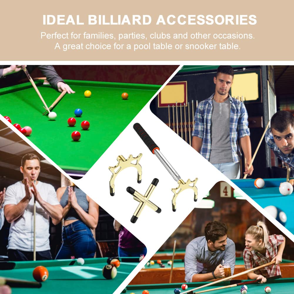 Bastone Retrattile da Biliardo con 1 Ponte Stecca da Biliardo a Forma di Croce, Ponte per Stecca da Biliardo Estensibile 35-150cm Accessorio per Stecca da Biliardo e Tavolo da Biliardo