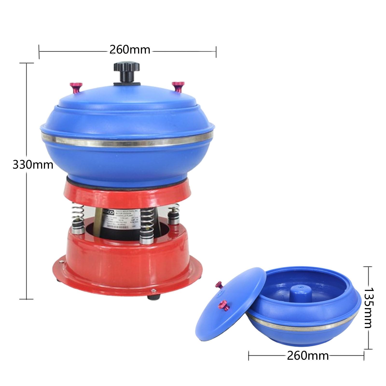 Polisseuse à vibrations pour bijoux, 8 pouces - Bol électrique pour polisseuse à roche pour un polissage vibratoire simple et pratique, 90 W, 3,5 L