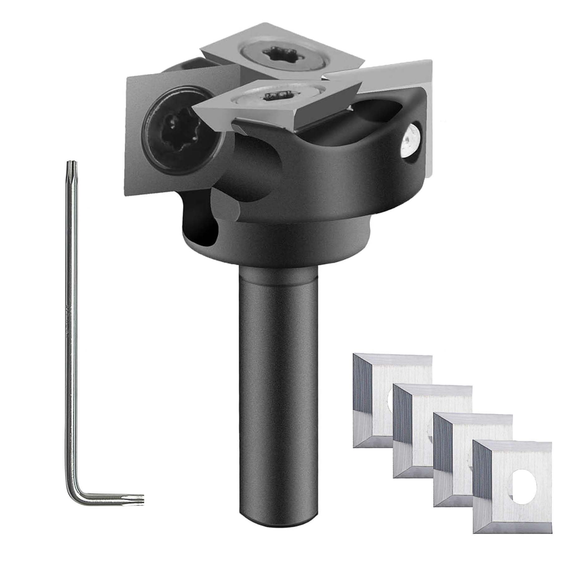 SpeTool Spoilborad - Punta per fresa a 2 scanalature, diametro di taglio da 2,5 cm, con codolo da 1/4", punta per fresa CNC, include 4 inserti aggiuntivi in carburo