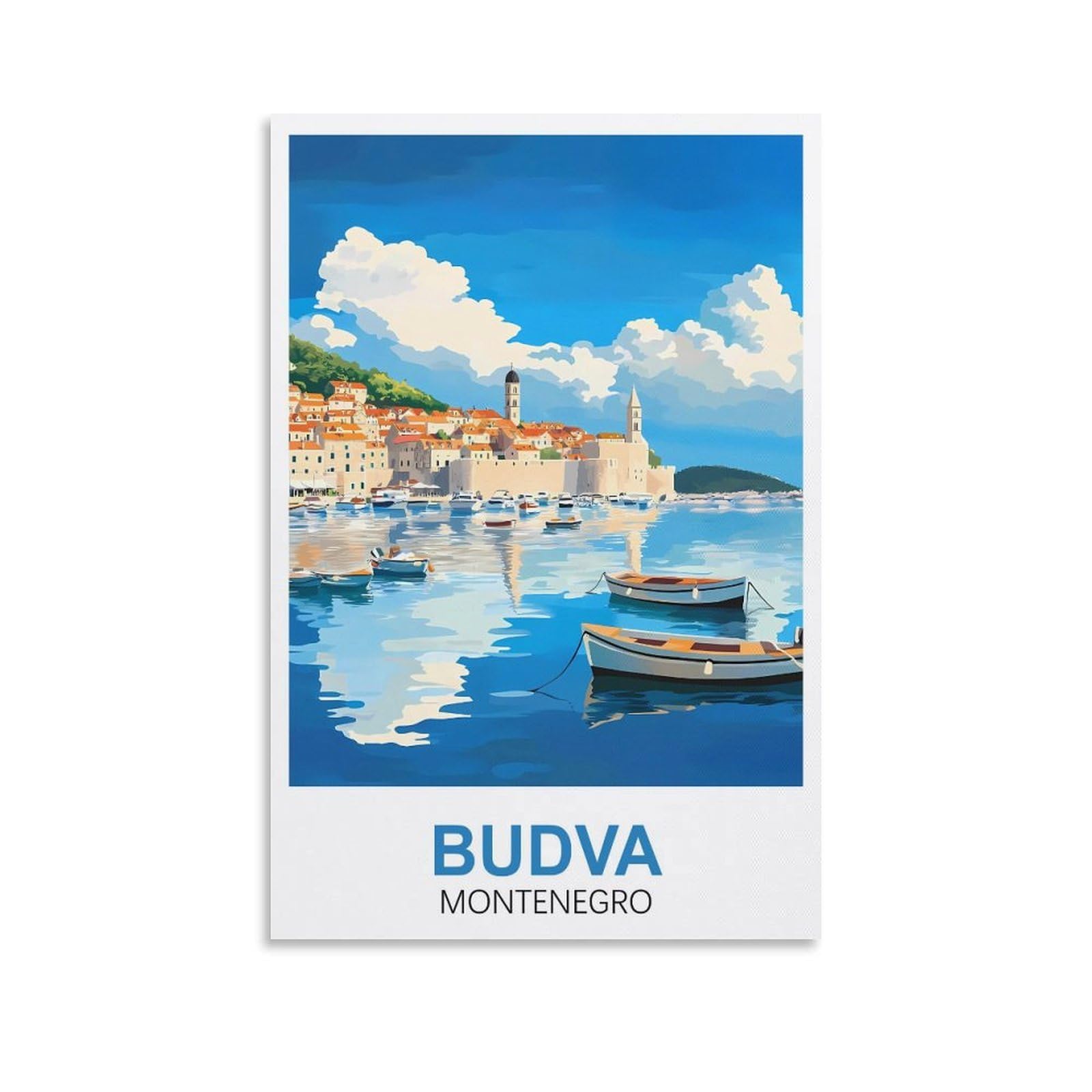EZMLFA 5D Diamond Art Kits for Beginner,Budva Montenegro Crystal Rhinestone Embroidery Craft Kits for Home Wall Decor Gifts, 30x40cm