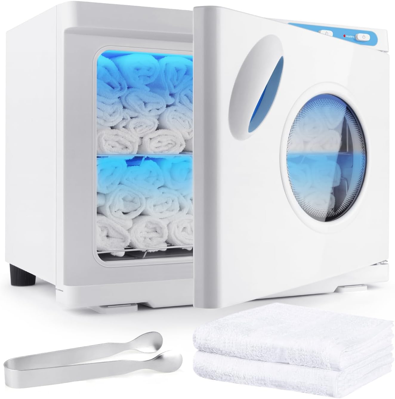 Hot Towel Warmer, Professional 23L Large Capacity Hot Towel Cabinet, 2-in-1 Spa Towel Warmers for Facials, Barber, Salon, Esthetician, Upgrade Fast Heating Aluminum Interior, White w/Window