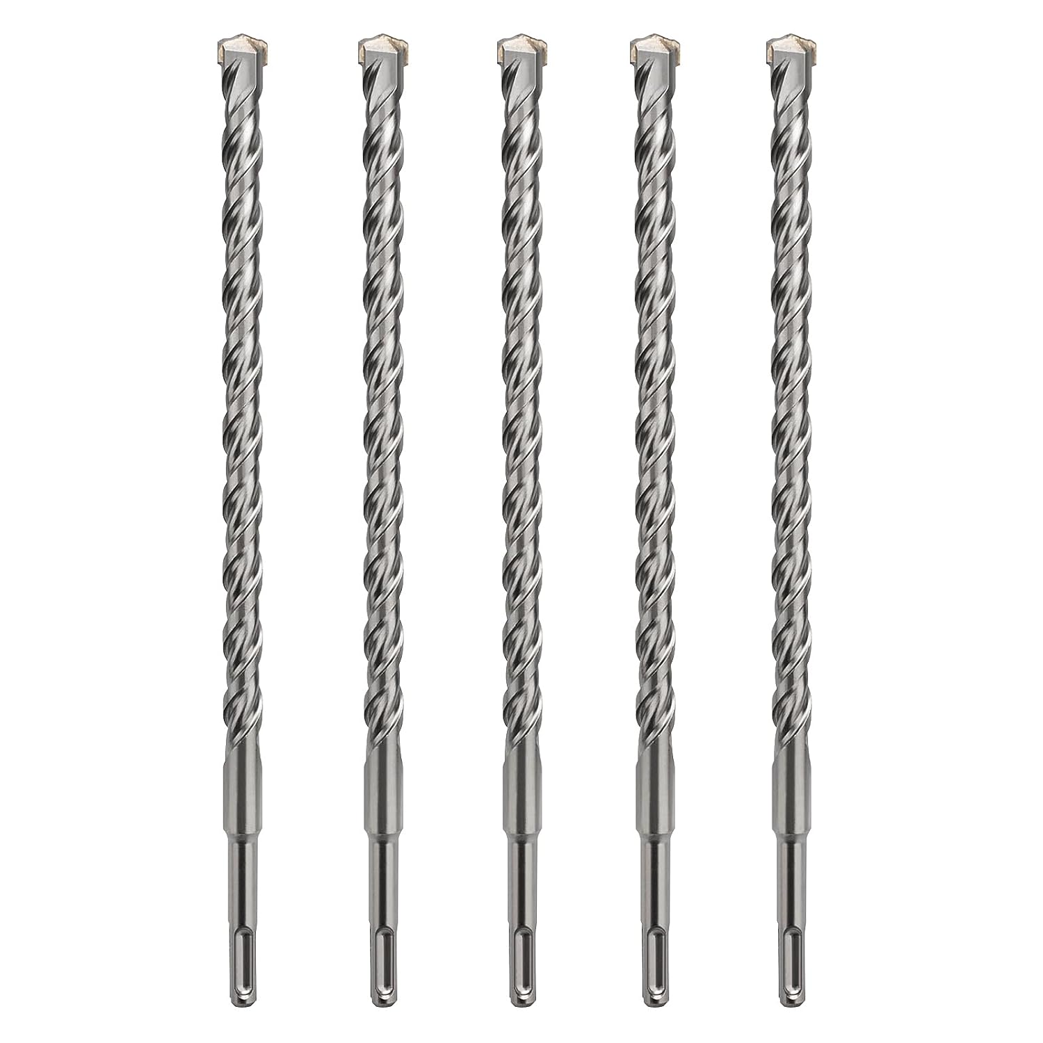 5pcs 12 x 160mm （ 1/2 x 6.3 inch ） SDS Plus Rotary Hammer Drill Bit, Straight Carbide Tip Concrete Drill Bits for Concrete, Brick, Cement and Stone, Length (12 x 160mm)