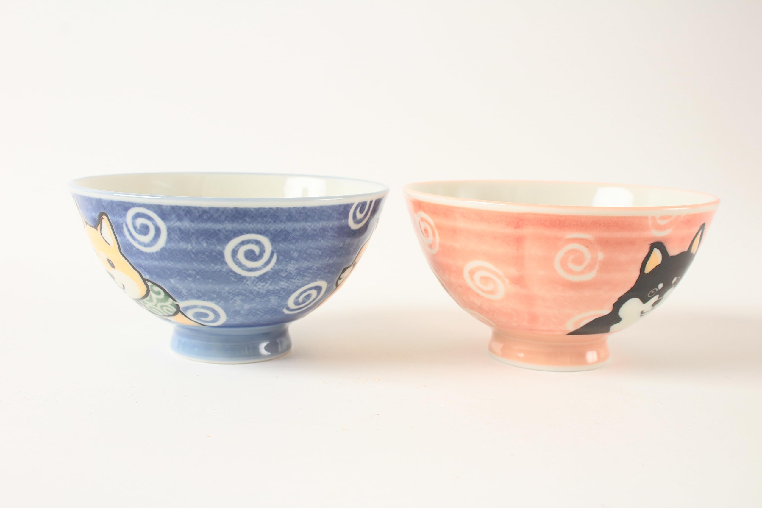 Amazon | 美濃焼 ペアご飯茶碗 柴犬 赤&青 2個セット 中平 日本製