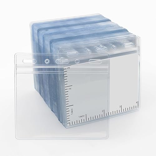 Miniatura 3 de 50 portatarjetas impermeables (se ajusta a insertos de 4 x 3 pulgadas), soporte horizontal para credencial de nombre, soporte sellable con