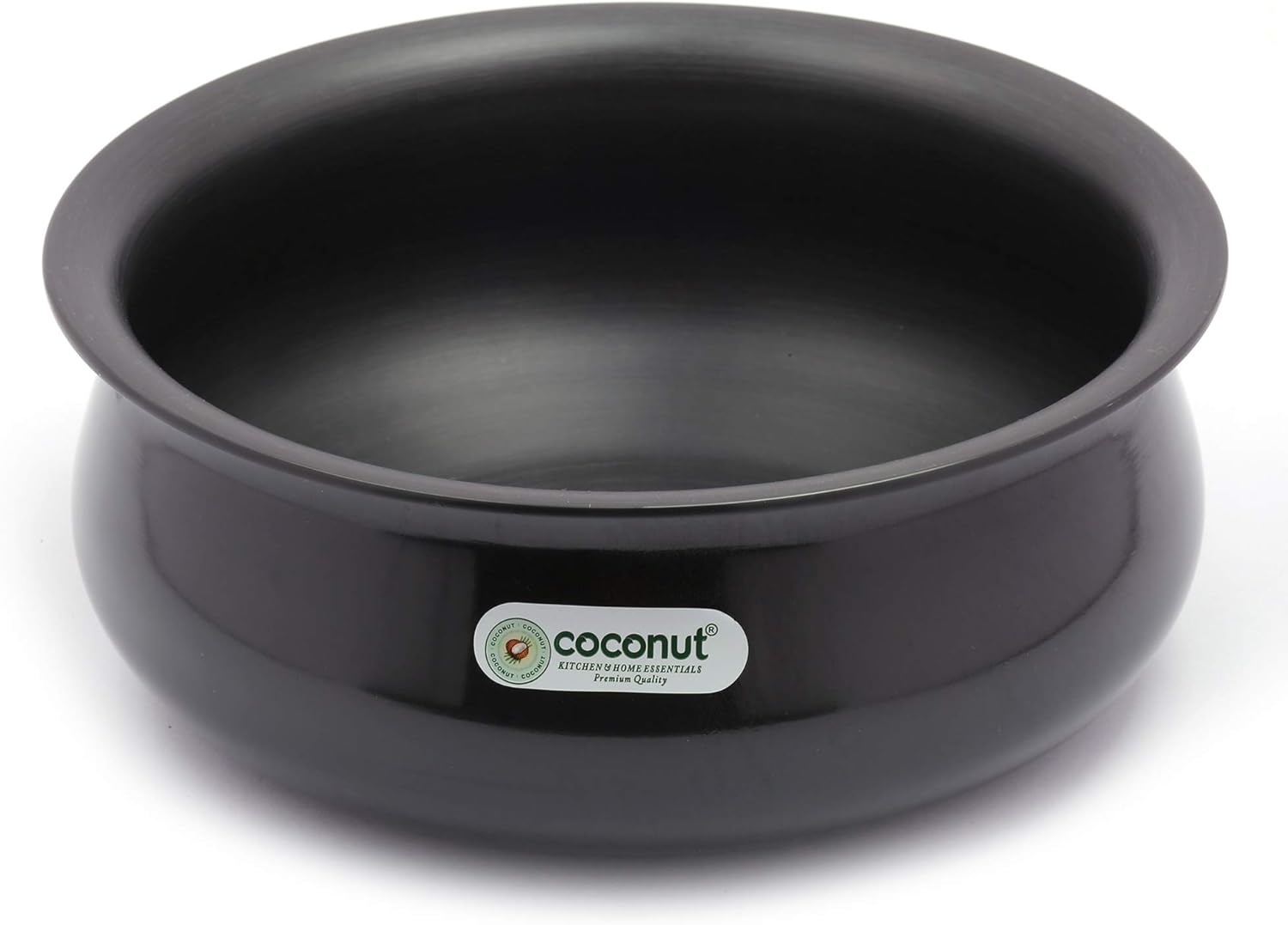 Coconut Hard Anodised Curry Pot Plain Cookware - Medium - Capacity - 2.5 litres - Gas Stove Top Compatible,Black
