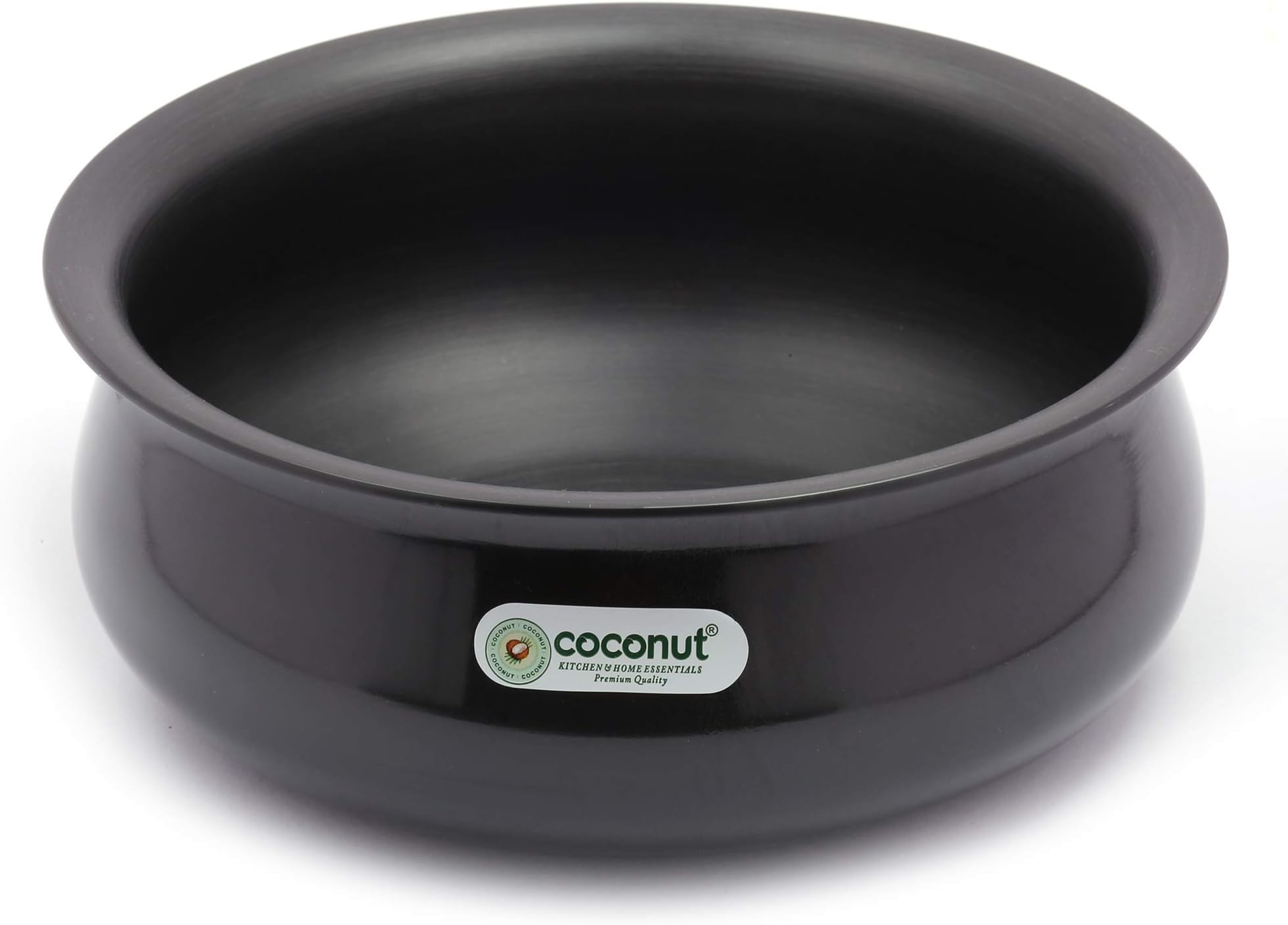 Coconut Hard Anodised Curry Pot Plain Cookware - Small - Capacity - 1.5 litres - Gas Stove & Induction Base Top Compatible,Black