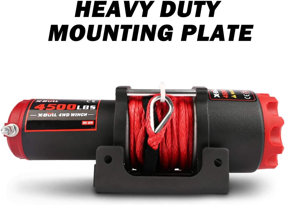 X-BULL 4500LBS Synthetic Rope Electric Winch 12V for Towing ATV/UTV Off Road with Mounting Bracket Wireless Remote : Industrial & Scientific