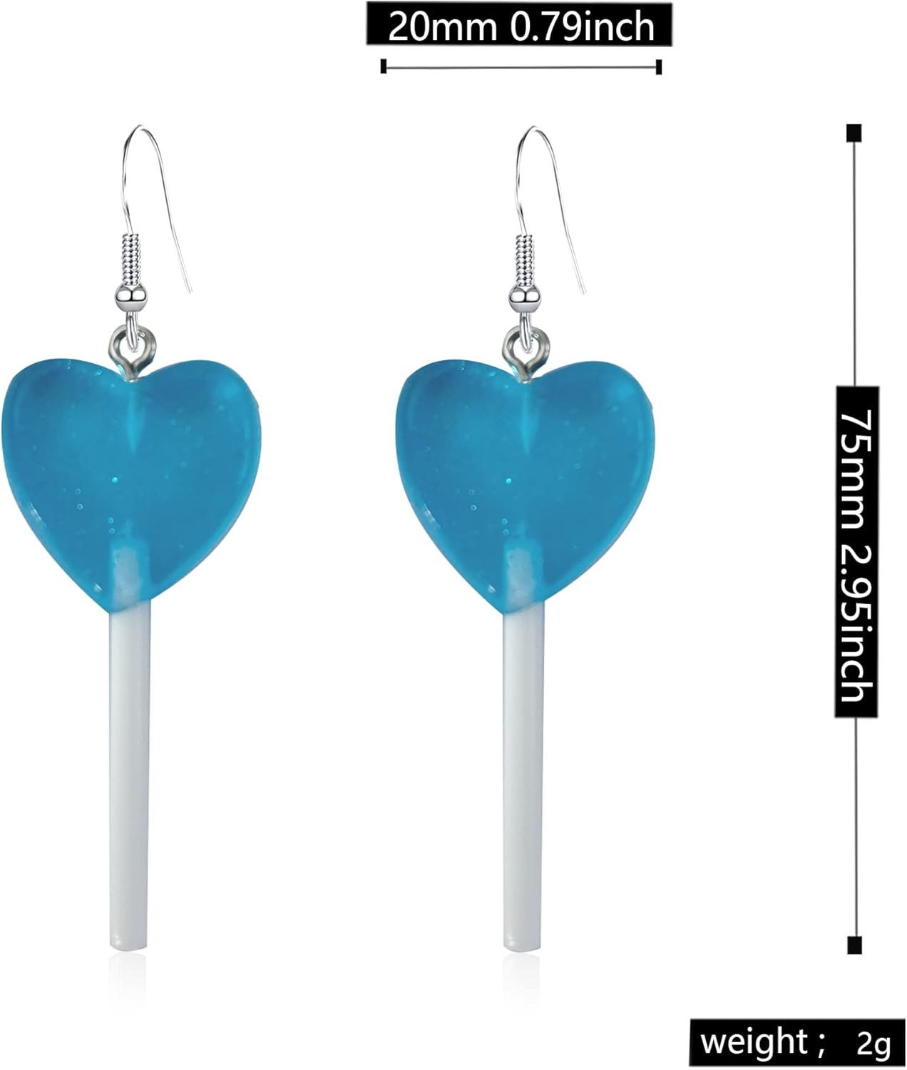 Transparent Heart Shape Lollipop Earrings Cute Candy Dangle for Women Resin Heart 80s 90s Earrings Valentines Day Statement - Image 4