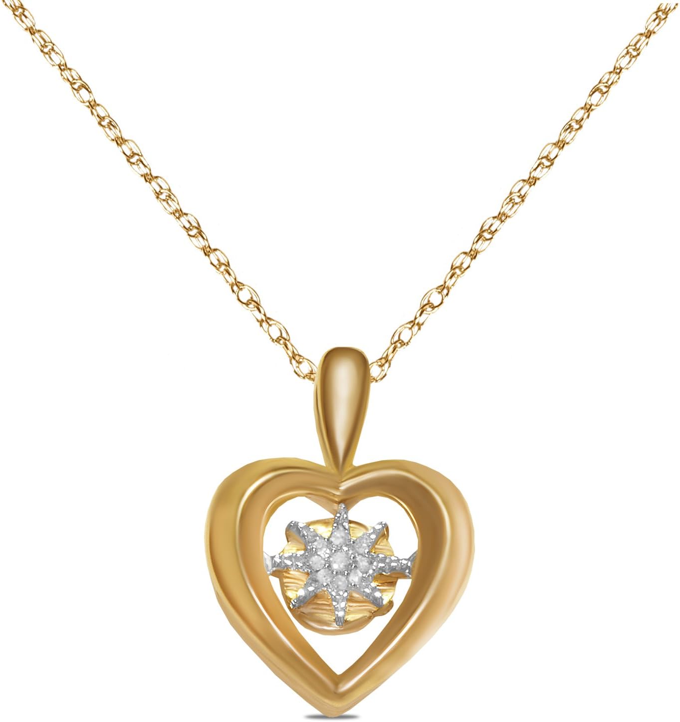 .05cttw Heart Dancing Diamond Pendant in 10k Yellow Gold withComplimentary18 Chain