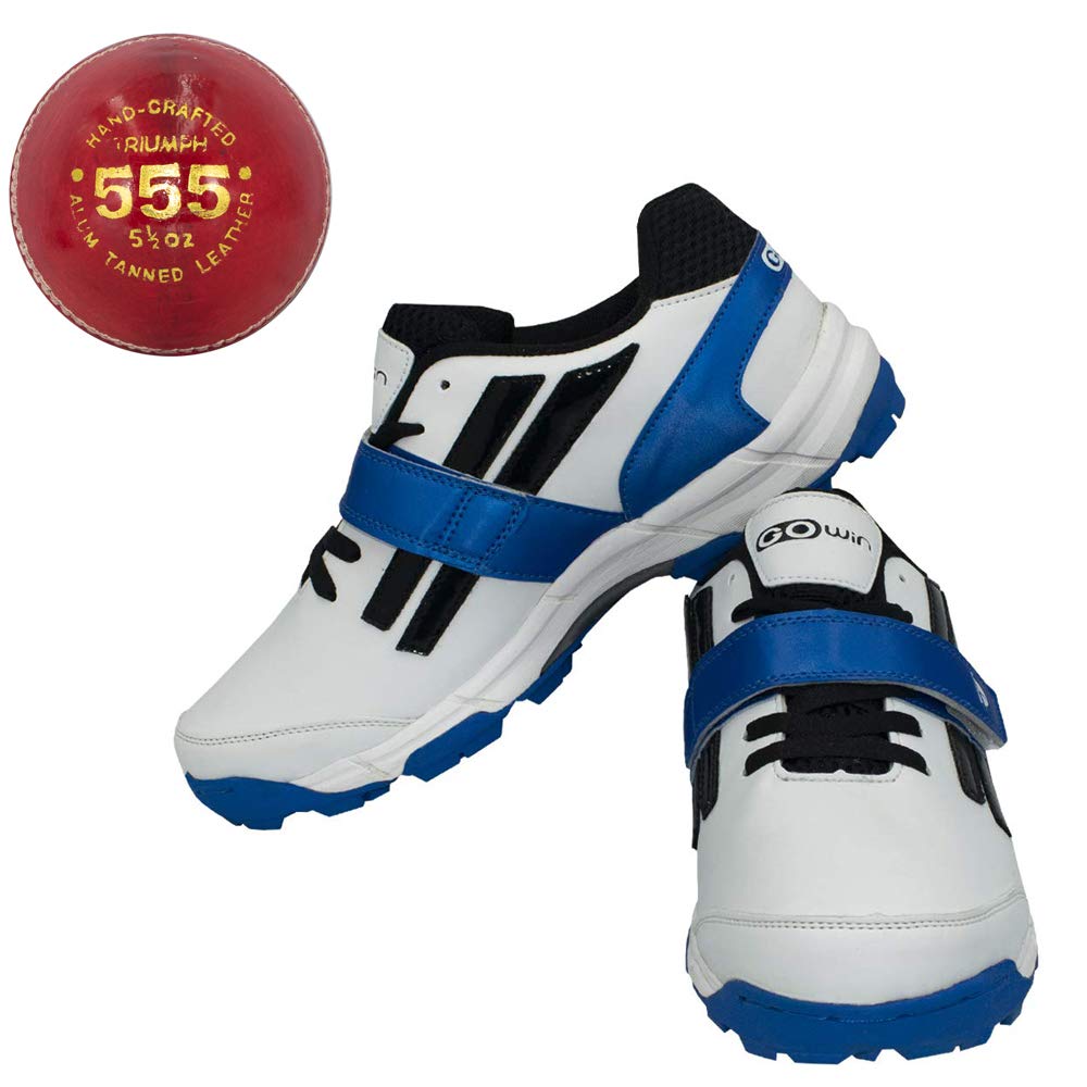Pace White/Navy Cricket Shoes Size-6 with TR-555-R Cricket Leather Ball Alum Tanned Red-image-21