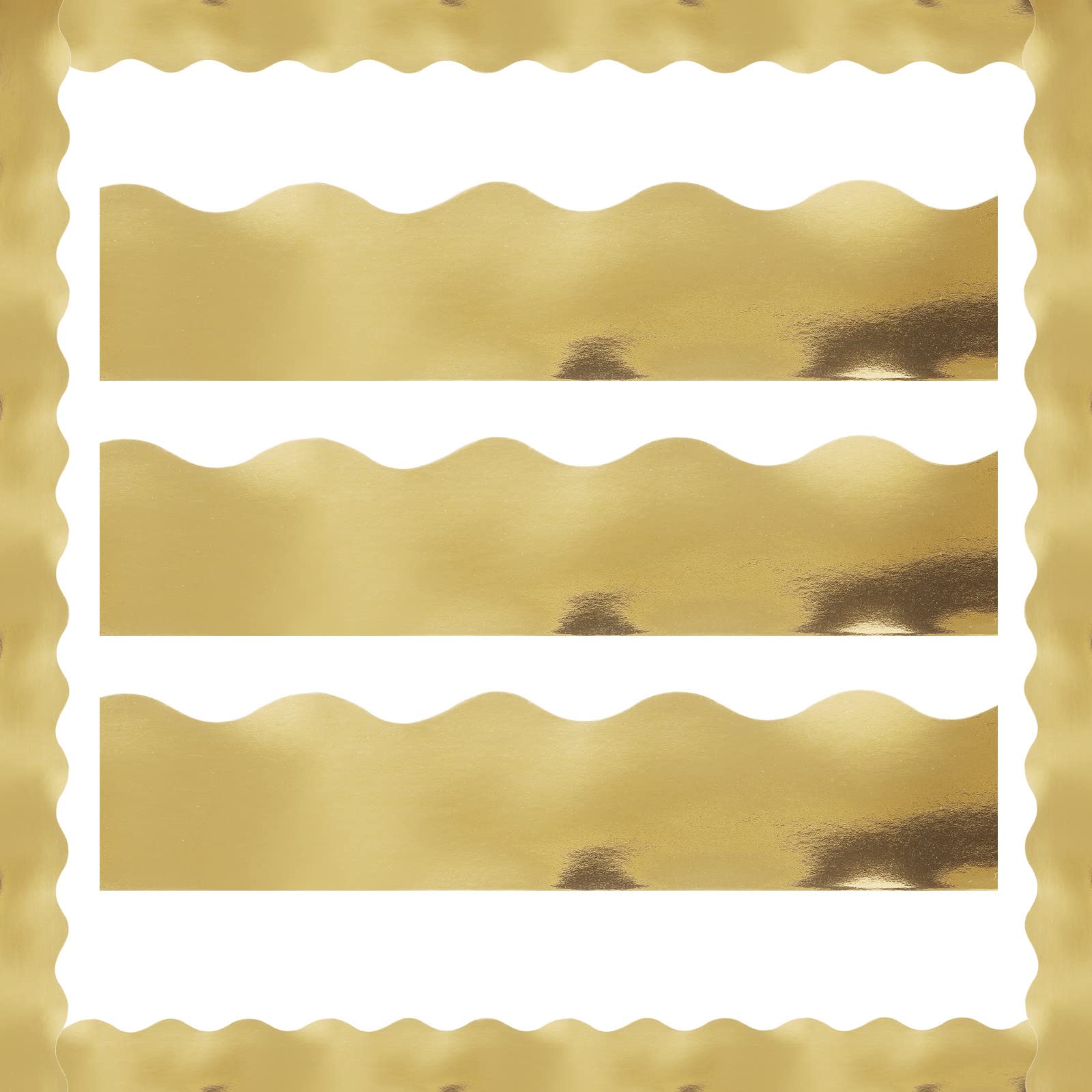 Containlol 118 ft Classroom Bulletin Board Decoration, Solid Gold Color Borders, Poster Board Borders for School Classroom Office Chalkboard