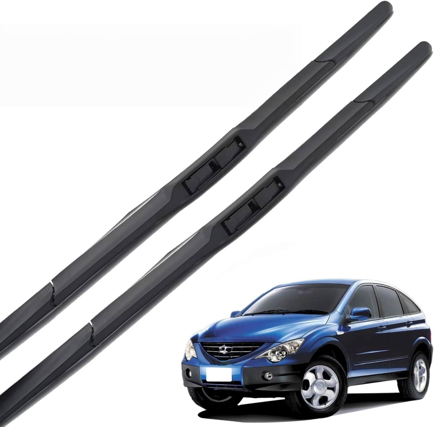 liufangfc Front Windscreen Beam Wipers for Ssangyong Actyon MK1 2005-2012 21"+19", Set of 2 Replacement Blades with Pre-assembled Adapter, Only for Right-Hand Drive (UK)