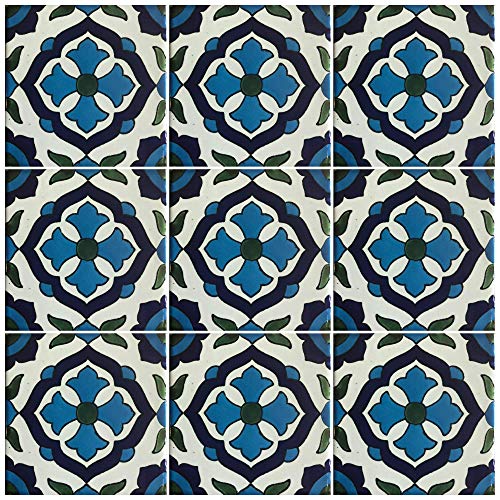 Ceramic Talavera Mexican Tile 4X4", 9 Pieces (Not Stickers) A1 Export Quality! - Ex194 #TOP23
