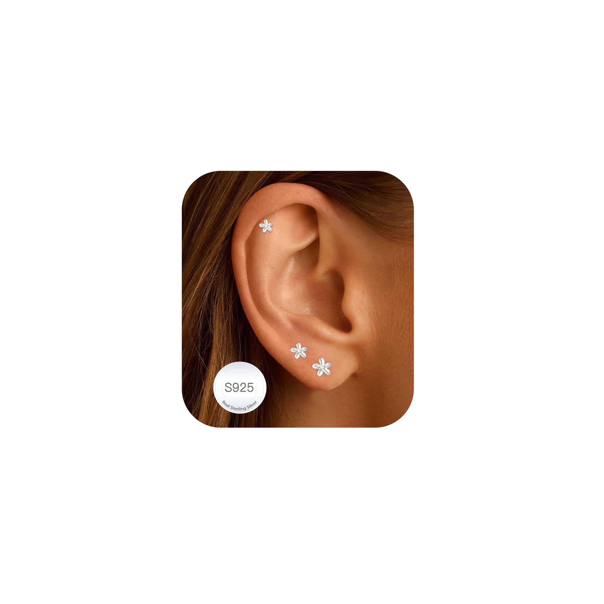 AVOTTO 3 Paar Ohrringe Ohrstecker Silber 925 für Damen Hypoallergen Gold Ohrring Ohrstecker Stacks Silver Huggie Ohrringe Silber 925 mehrere Piercings
