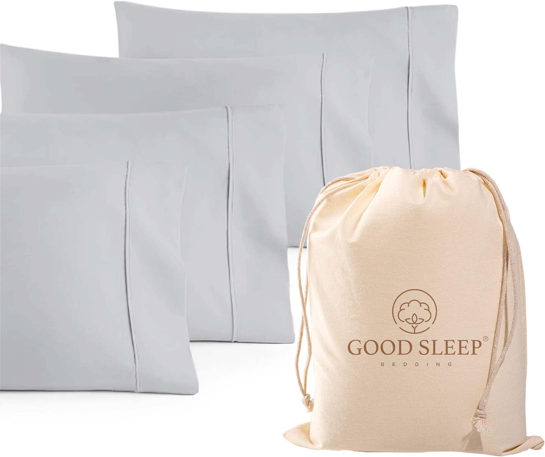 - Set of 4 Pillow Cases Queen Standard,800 TC 100% Egyptian Cotton,Great for Hair & Skin Care,Silky Soft Sateen Weave Pillow Covers for Bed Pillow,Improves Sleep Quality, 4" Hem Pillowcases,Light Gray