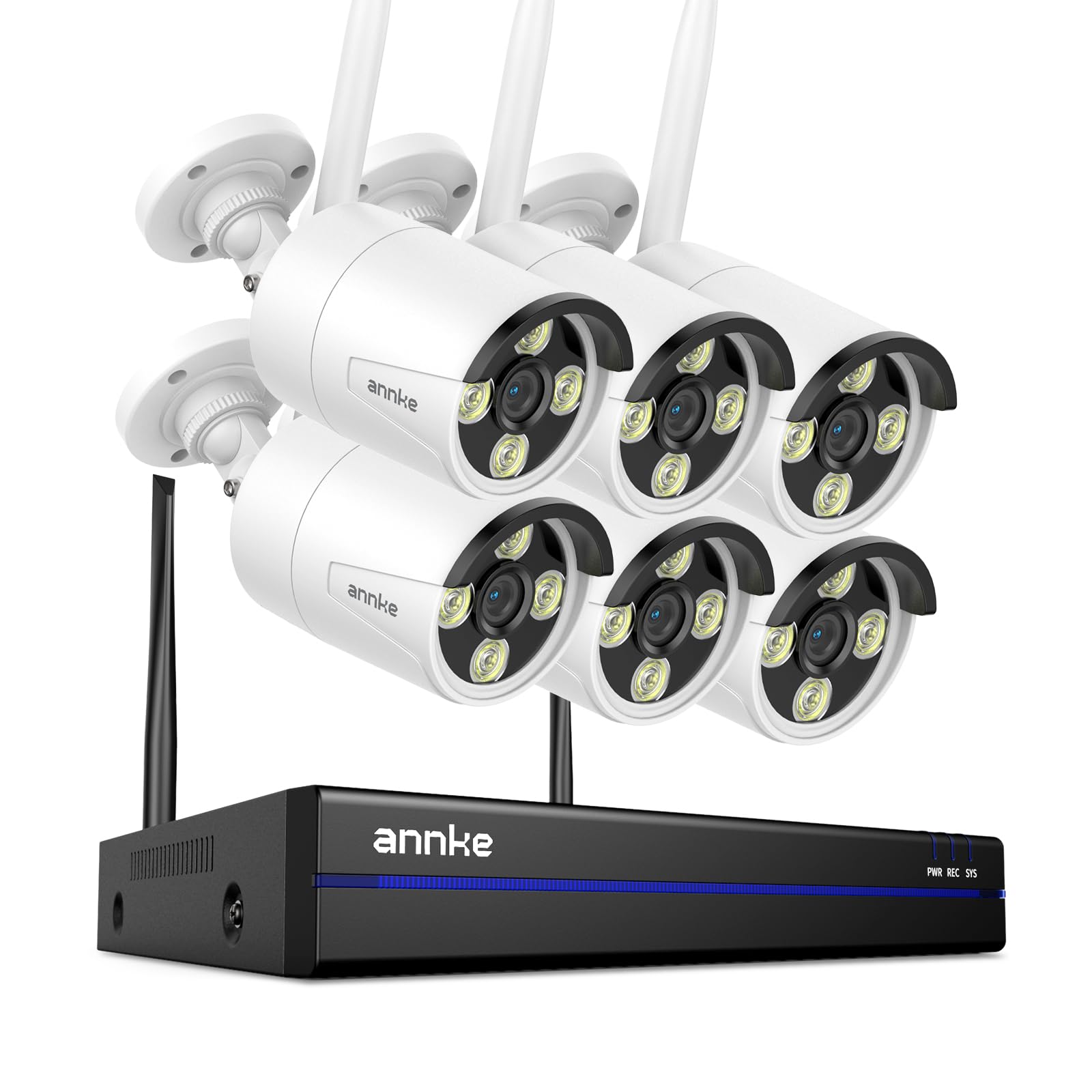 ANNKE Kamera monitoringowa 3 MP, zestaw zewnętrzny, kamera 6 x 8 MP IP i 16 CH 4K NVR do nagrywania 24/7 wewnątrz i na zewnątrz, inteligentne rozpoznawanie osób, 2-drożne audio, widoczność w nocy na
