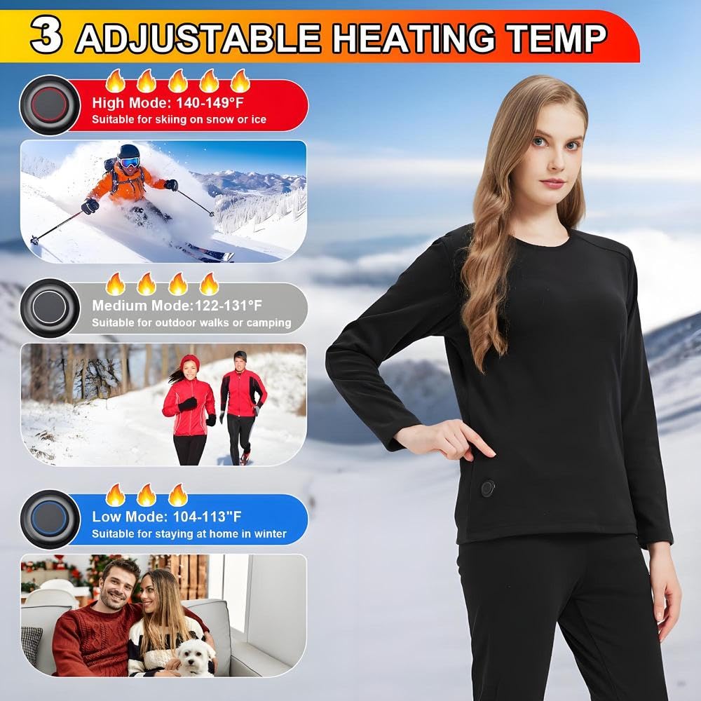 Conjunto de ropa interior climatizada para hombre y mujer, carga USB, 42 zonas, con calefacción inteligente, tops y pantalones y S/4XL