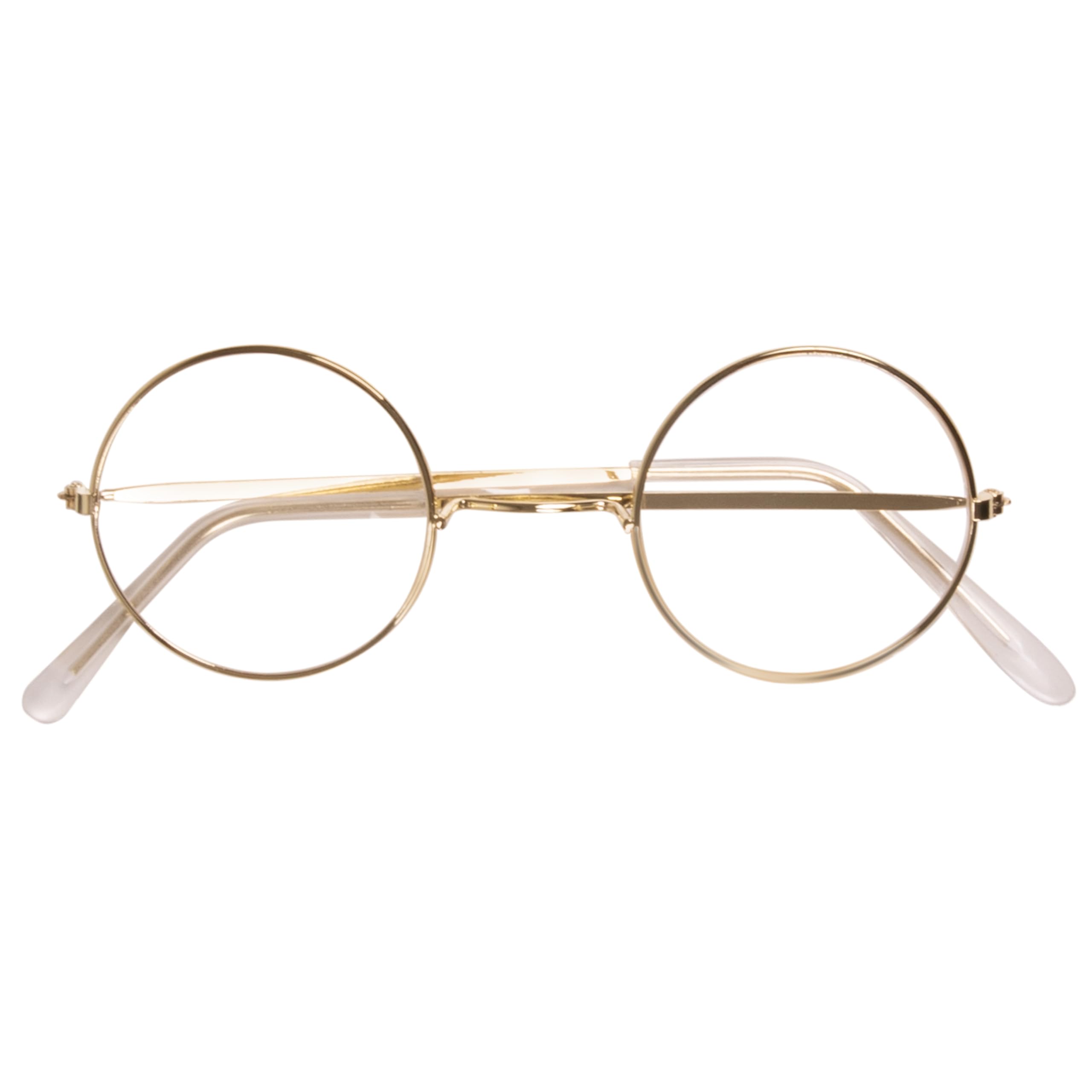 Kangaroo Gold Santa Claus Costume glasses - Round Fake Glasses For Men and Kids - Old Man Circular Glass Spectacles - Metal Frame Plastic Lenses Non Prescription - Nerd Adult Christmas Cosplay Apparel