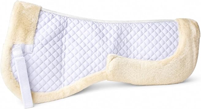 CHALLENGER Horse English Quilted Saddle Half Pad Correction Wither Relief Faux Fur White 12217WH