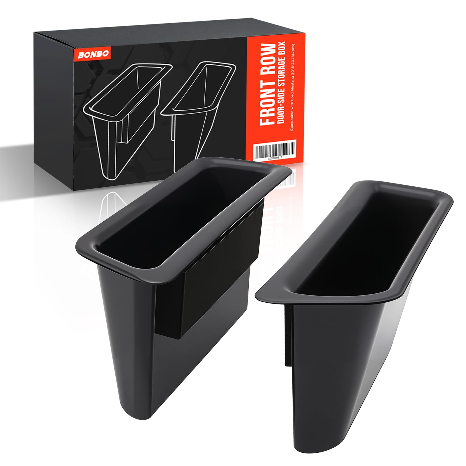 Bonbo Front Row Door Side Storage Box Handle Tray Interior Accessories Compatible with Ford Mustang 2015-2023(2pcs)