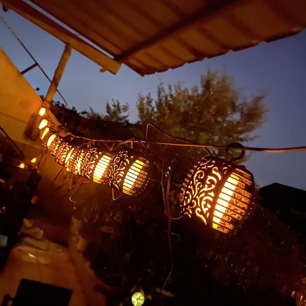 ZJchao Guirlande lumineuse solaire à LED, Guirlande Lumineuse Suspendue Rétro Sûre avec Lueur Douce Lampe Féerique à Boule de Flamme à énergie Solaire pour Jardin Terrasse Balcon Mariage Noël