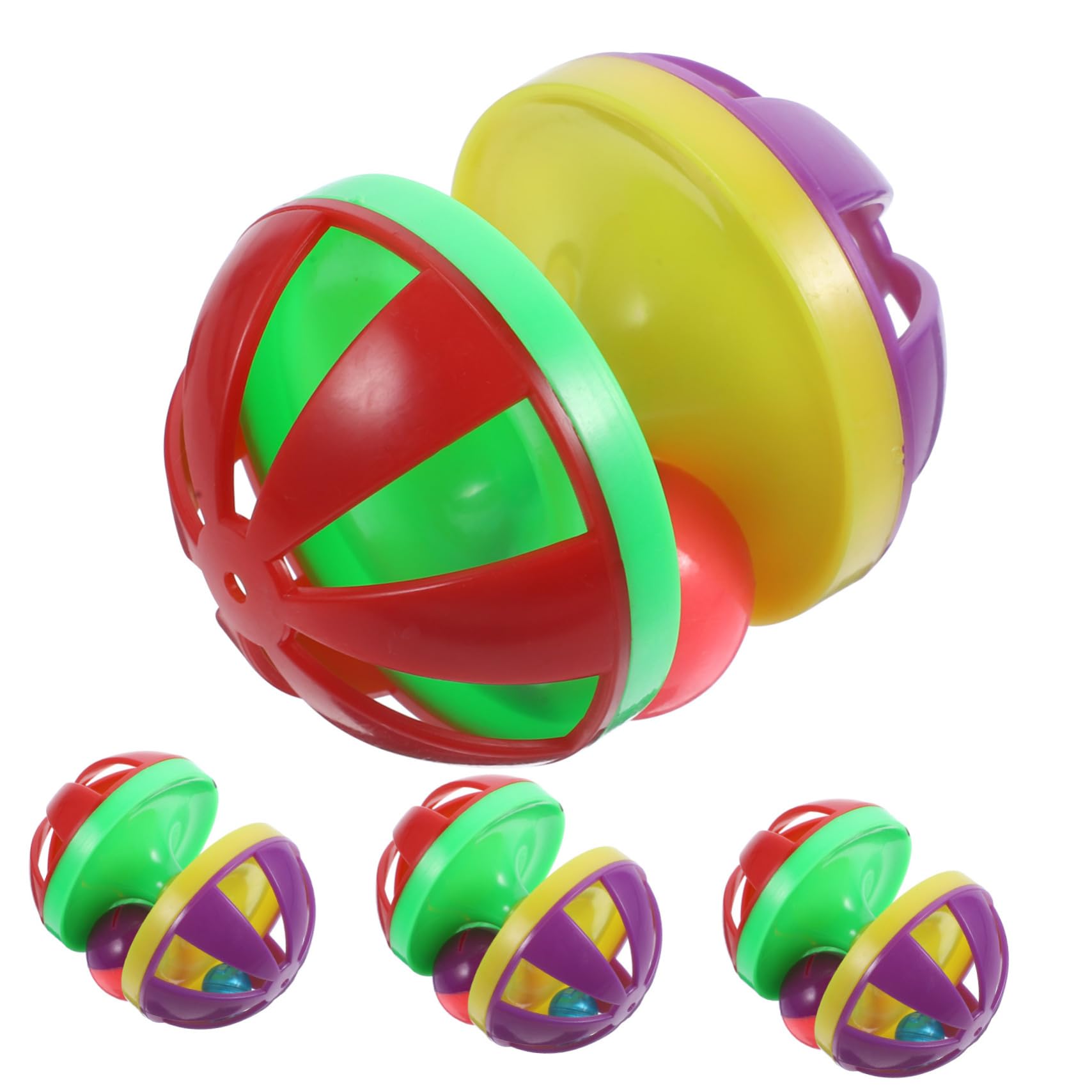 Totority 4Pcs Cat Bell Balls Interactive Teasing Balls for Cats Durable Plastic Design Engaging Pet Activity Colors Present for Cat Lovers