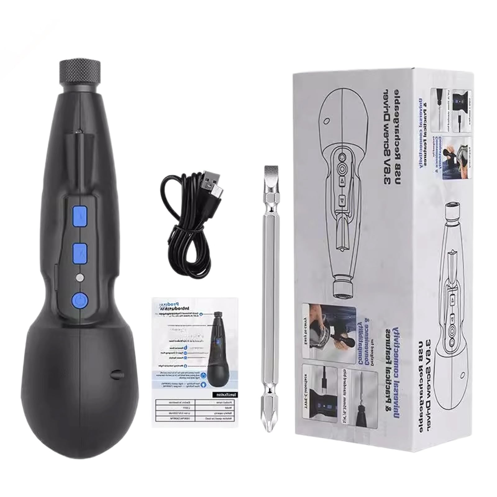 Hsioluted Light 3.6V Cordless Electric Screwdriver, 1200Mah Rechargeable Battery & Type-C Charging For Home Repair Electric Screwdriver Cordless