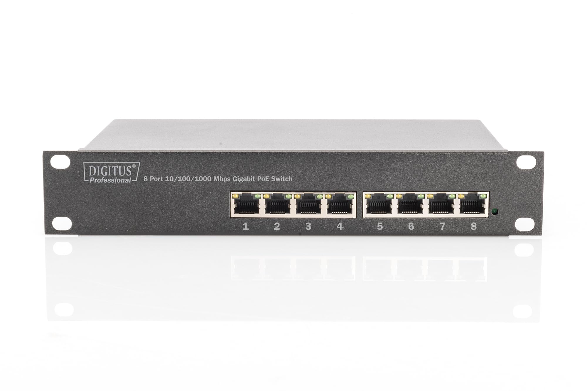 DIGITUS Switch PoE Ethernet Gigabit da 10 pollici, 8 porte PoE+