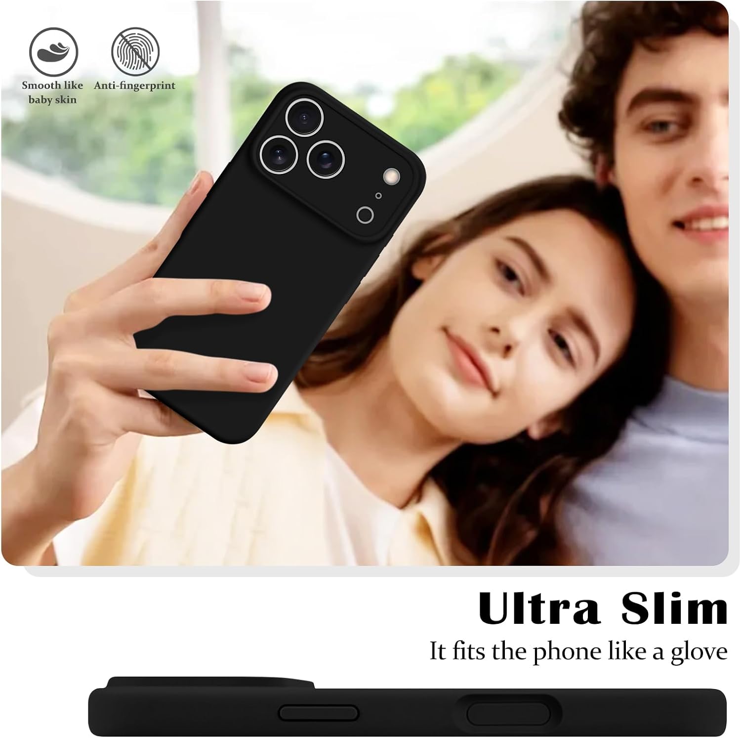  for iPhone 17 Pro Magnetic Case with Camera Control Button, Slim Liquid Silicone Case for Women Girls Men Anti-Scratch Lining Shockproof Drop Protective Cover for iPhone 17 Pro-Black thumbnail